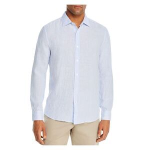 The Mens store Mens Light Blue Striped Classic Fit Button Down Casual Shirt S